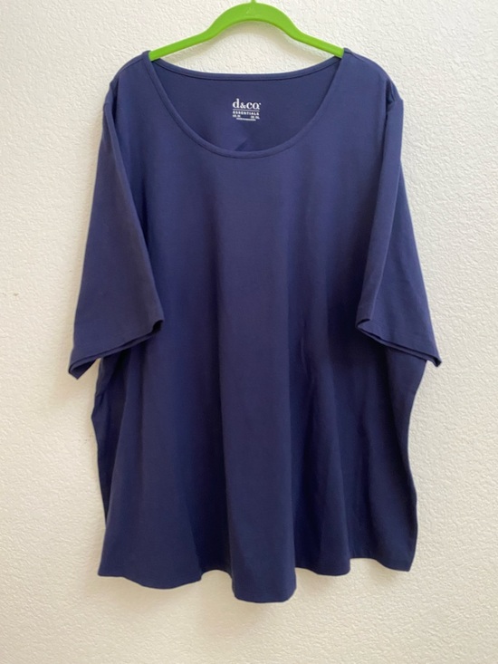 d&co Tops - d&co. Essentials 3X Navy Blue Scoop Neck Tee Plus Size Soft Stretch Top